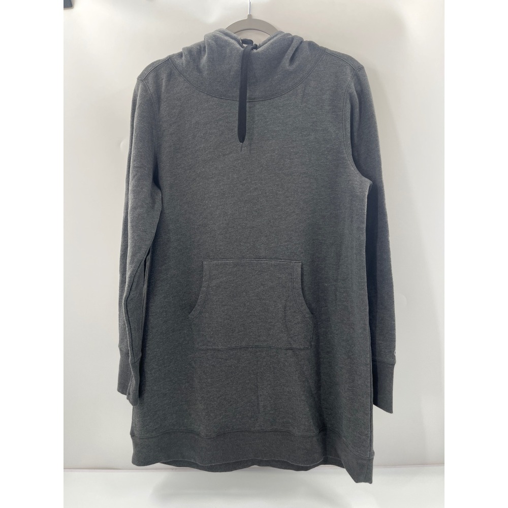Gaiam Womens Charcoal Gray Heather Longline Funnel Neck Hoodie Tunic Large